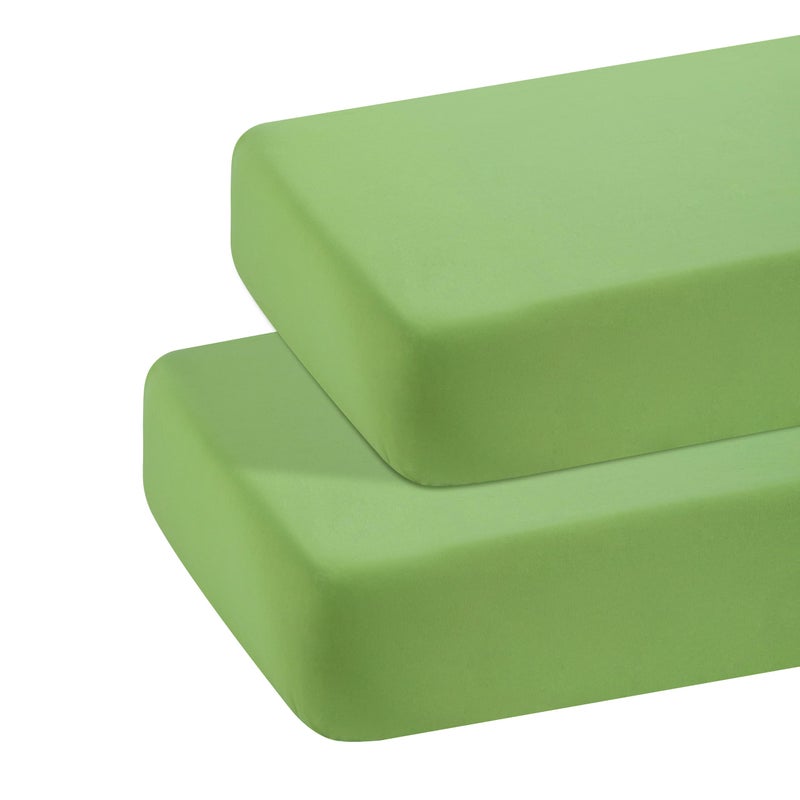 BEDSUM Microfiber 2 Pack Toddler Fitted Crib Sheets, Super Soft and Cozy Baby Sheets for Standard Crib and Toddler Mattresses, 28x52 Inches, Green - Image 1